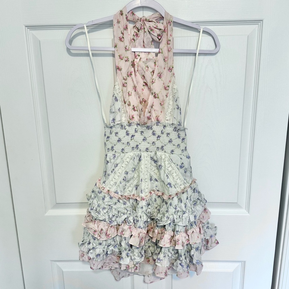 Like New LoveShackFancy Quintell Halter Mini Dress - Picture 7 of 16